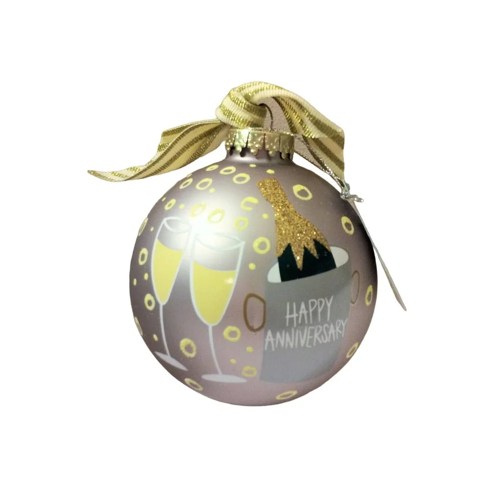NIB Coton Colors Happy Anniversary Glass Ornament by Laura Johnson
